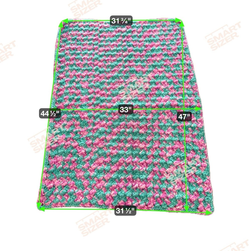 Handmade Chunky Crochet Blanket Pink Mint & Lavander Puff Stitch Throw 47x32 - Picture 5 of 7